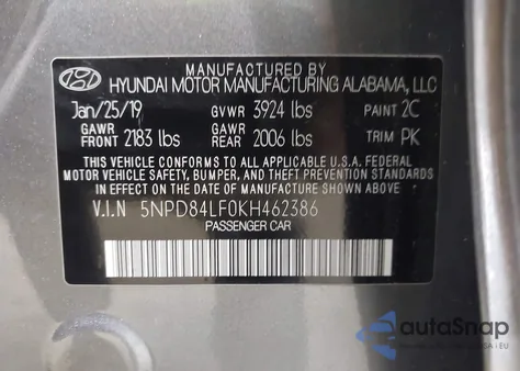 2019 Hyundai Elantra Value Edition from USA, damaged, VIN 5NPD84LF0KH462386